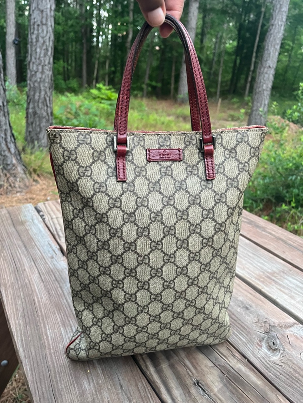 GUCCI GG Monogram Supreme Leather Hand Bag PVC Beige Silver 117551 Authentic - Picture 12 of 12